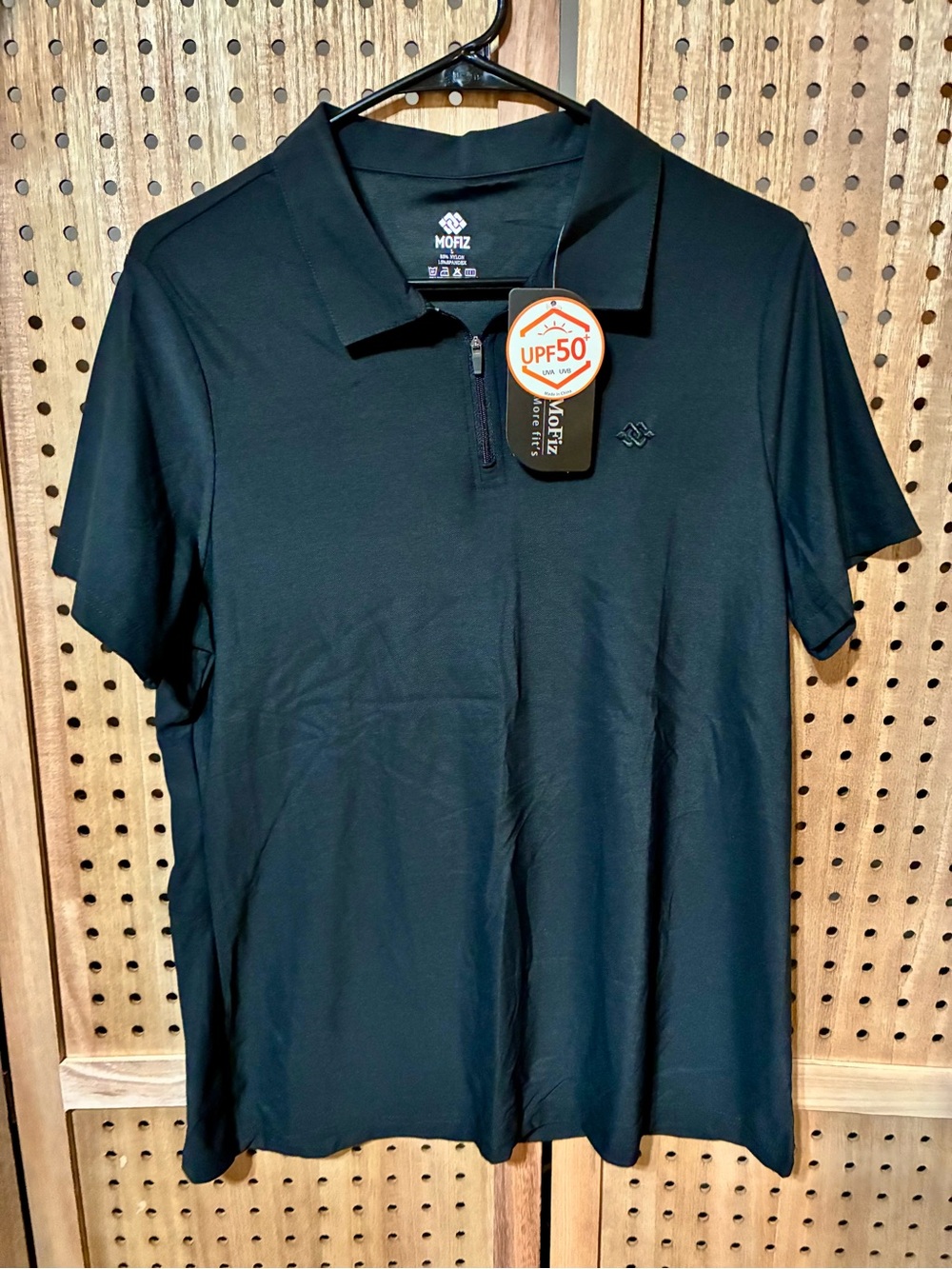 Men’s Black UPF50 Sports Polo Shirt L